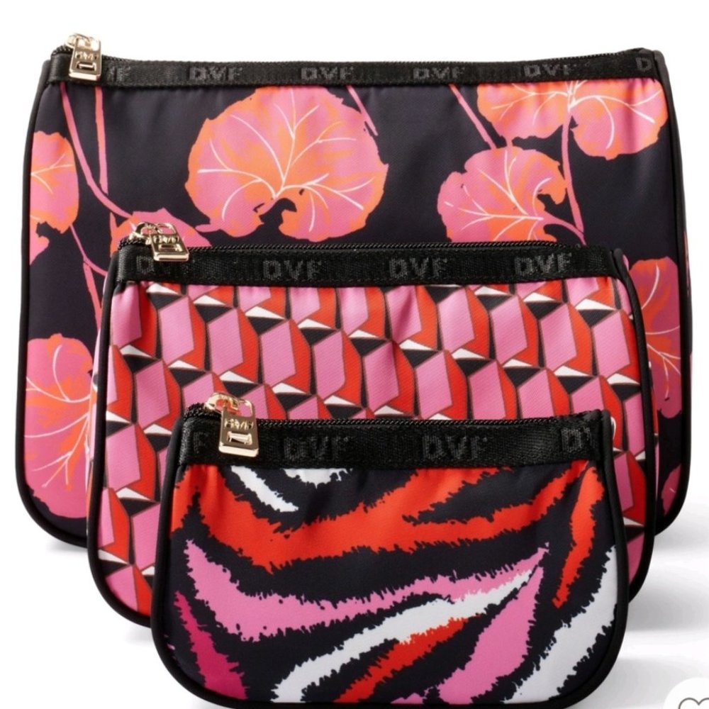 Geraneum Leaf/ Modern Geo/ Disco Travel Pouch 3 pack